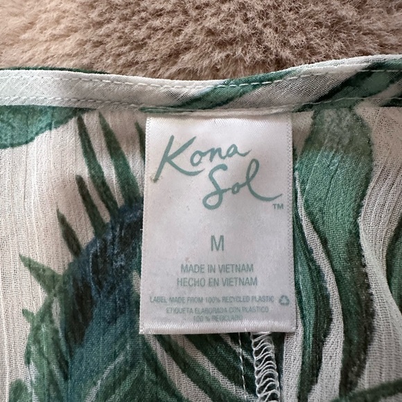Kona Sol Palm Leaf Swim Coverup Pattern Dress M - Picture 3 of 3